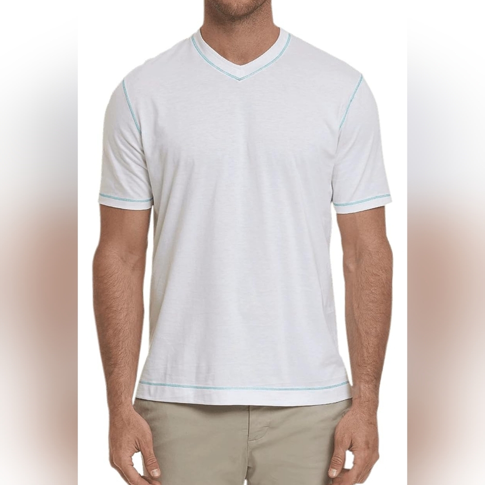 Robert Graham Mens Maxfield Short Sleeve Vneck T-Shirt 100% Supima Cotton